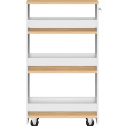 IDMarket Desserte de cuisine gain de place blanc et façon hêtre* Dessertes Et Éléments De Cuisine