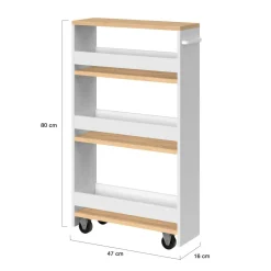 IDMarket Desserte de cuisine gain de place blanc et façon hêtre* Dessertes Et Éléments De Cuisine