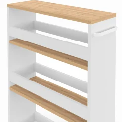 IDMarket Desserte de cuisine gain de place blanc et façon hêtre* Dessertes Et Éléments De Cuisine