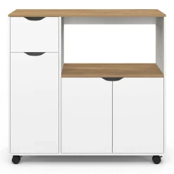 IDMarket Desserte micro-onde xxl bois blanc* Petits Meubles|Meubles De Cuisine Avec Plan De Travail