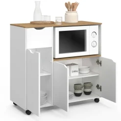 IDMarket Desserte micro-onde xxl bois blanc* Petits Meubles|Meubles De Cuisine Avec Plan De Travail