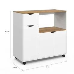 IDMarket Desserte micro-onde xxl bois blanc* Petits Meubles|Meubles De Cuisine Avec Plan De Travail