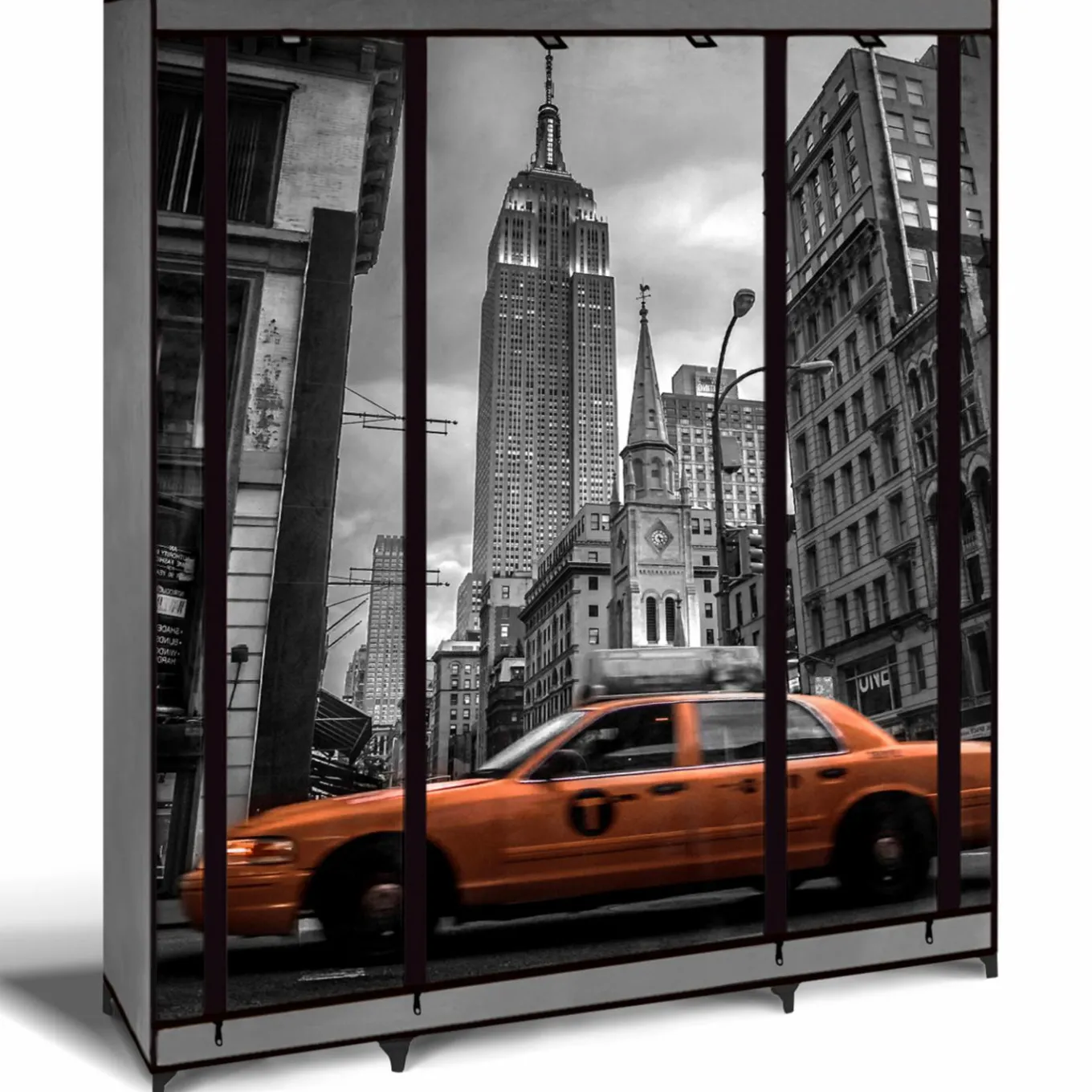 IDMarket Dressing armoire en tissu imprimé New York* Rangement Et Accessoires|Chambre Complète Adulte