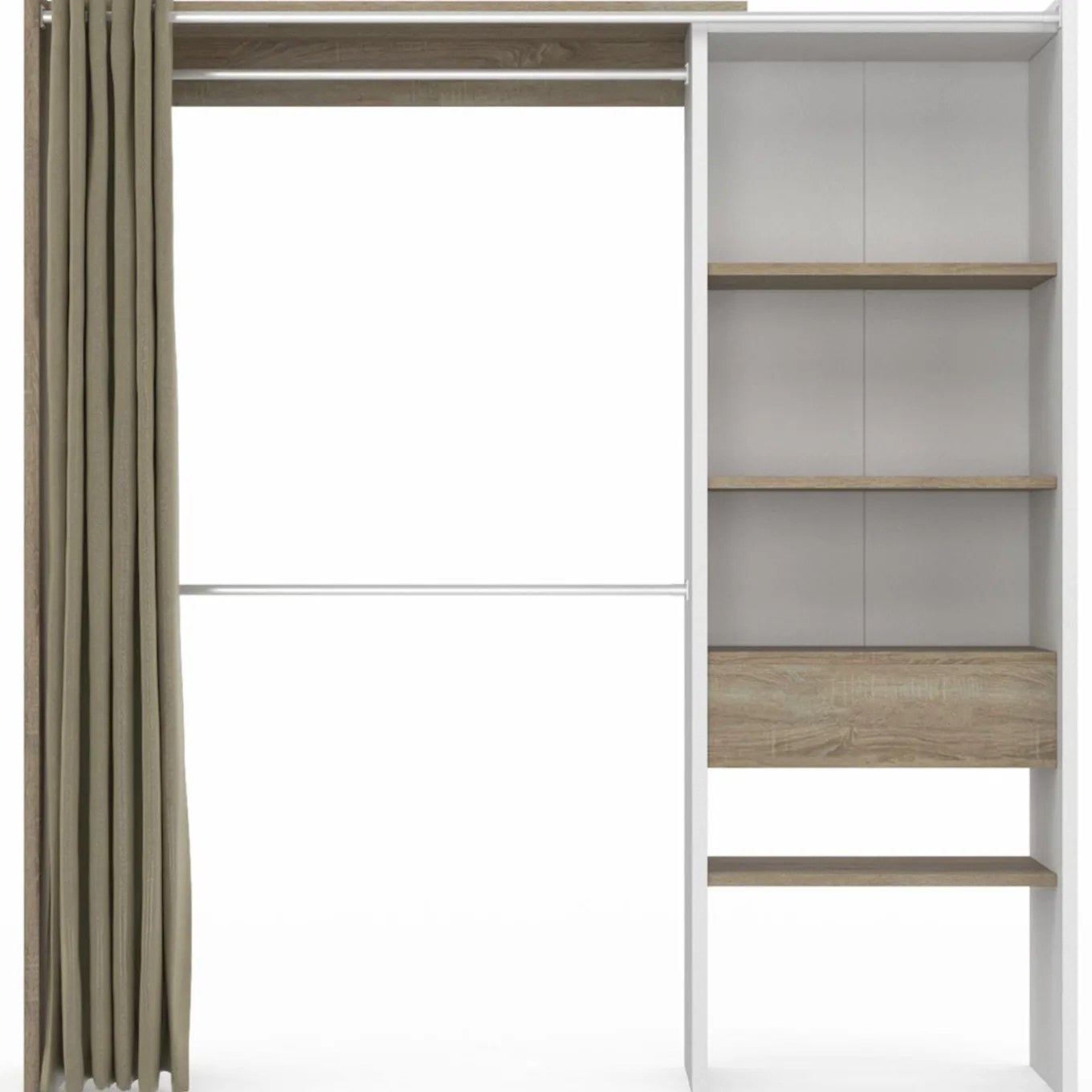 IDMarket Dressing blanc et bois extensible grande capacité de rangement* Meubles Blancs|Collection Design