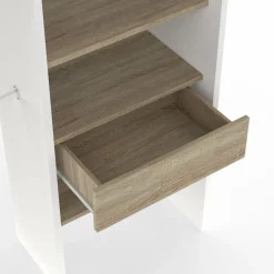 IDMarket Dressing blanc et bois extensible grande capacité de rangement* Meubles Blancs|Collection Design