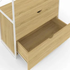 IDMarket Dressing bois et métal blanc* Collection Industrielle|Chambre Complète Adulte