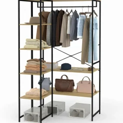 IDMarket Dressing d'angle double penderie design industriel 123 cm* Dressings Et Portants Vêtements|Chambre Complète Adulte