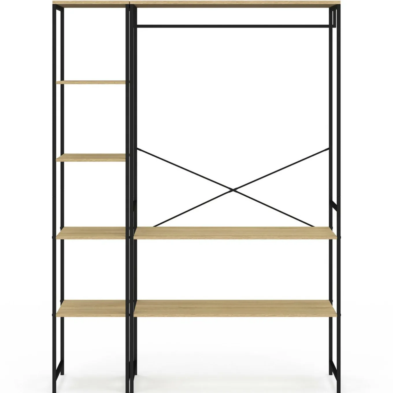 IDMarket Dressing d'angle double penderie design industriel 123 cm* Dressings Et Portants Vêtements|Chambre Complète Adulte