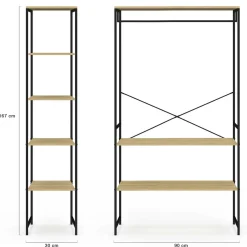 IDMarket Dressing d'angle double penderie design industriel 123 cm* Dressings Et Portants Vêtements|Chambre Complète Adulte
