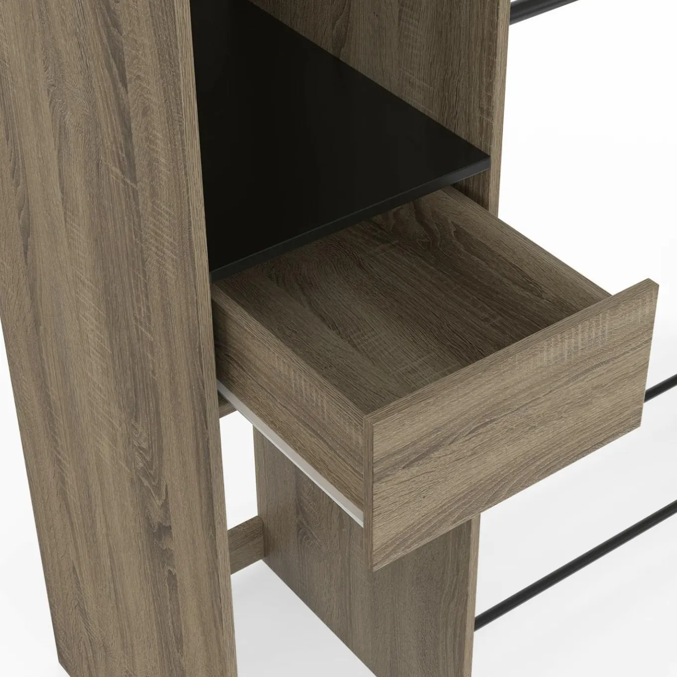 IDMarket Dressing double penderie L. 110 cm avec étagères + tiroir + rangements à chaussures hêtre et noir* Dressings Et Portants Vêtements|Chambre Complète Adulte