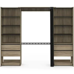 IDMarket Dressing double XXL 220 cm hêtre avec porte pantalons + étagères + tiroirs + rangements à chaussures et noir* Dressings Et Portants Vêtements|Chambre Complète Adulte