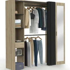 IDMarket Dressing extensible avec double penderie et rideau noir* Collection Design|Collection Contemporaine