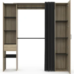 IDMarket Dressing extensible avec double penderie et rideau noir* Collection Design|Collection Contemporaine