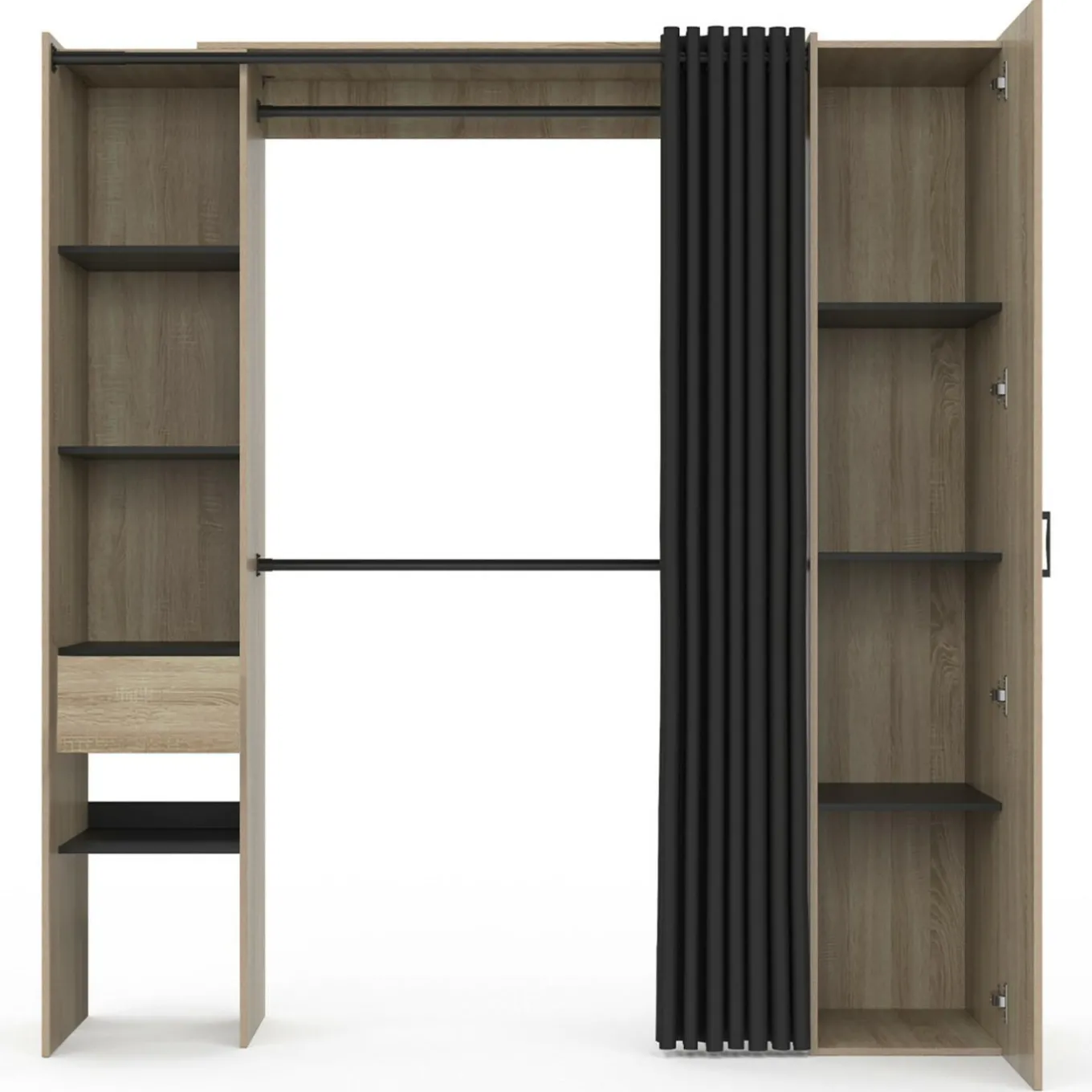 IDMarket Dressing extensible avec double penderie et rideau noir* Collection Design|Collection Contemporaine