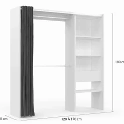 IDMarket Dressing extensible blanc et gris* Meubles Hauts|Meubles Blancs