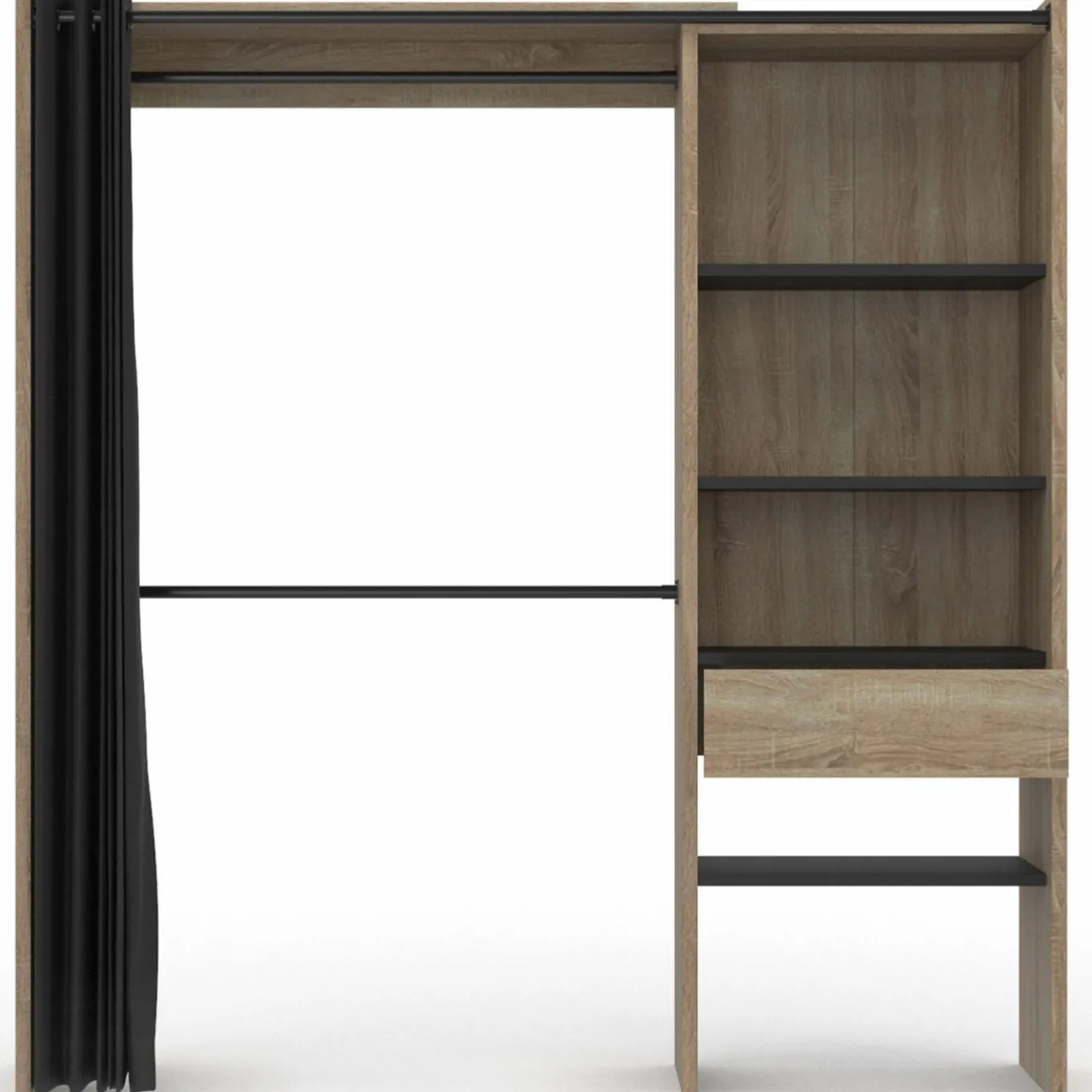 IDMarket Dressing extensible bois et noir* Meubles Hauts|Meubles En Bois