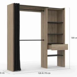 IDMarket Dressing extensible bois et noir* Meubles Hauts|Meubles En Bois