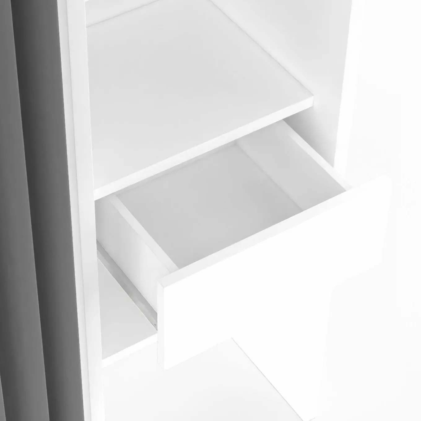 IDMarket Dressing extensible double blanc avec rideau gris* Meubles Hauts|Meubles Blancs