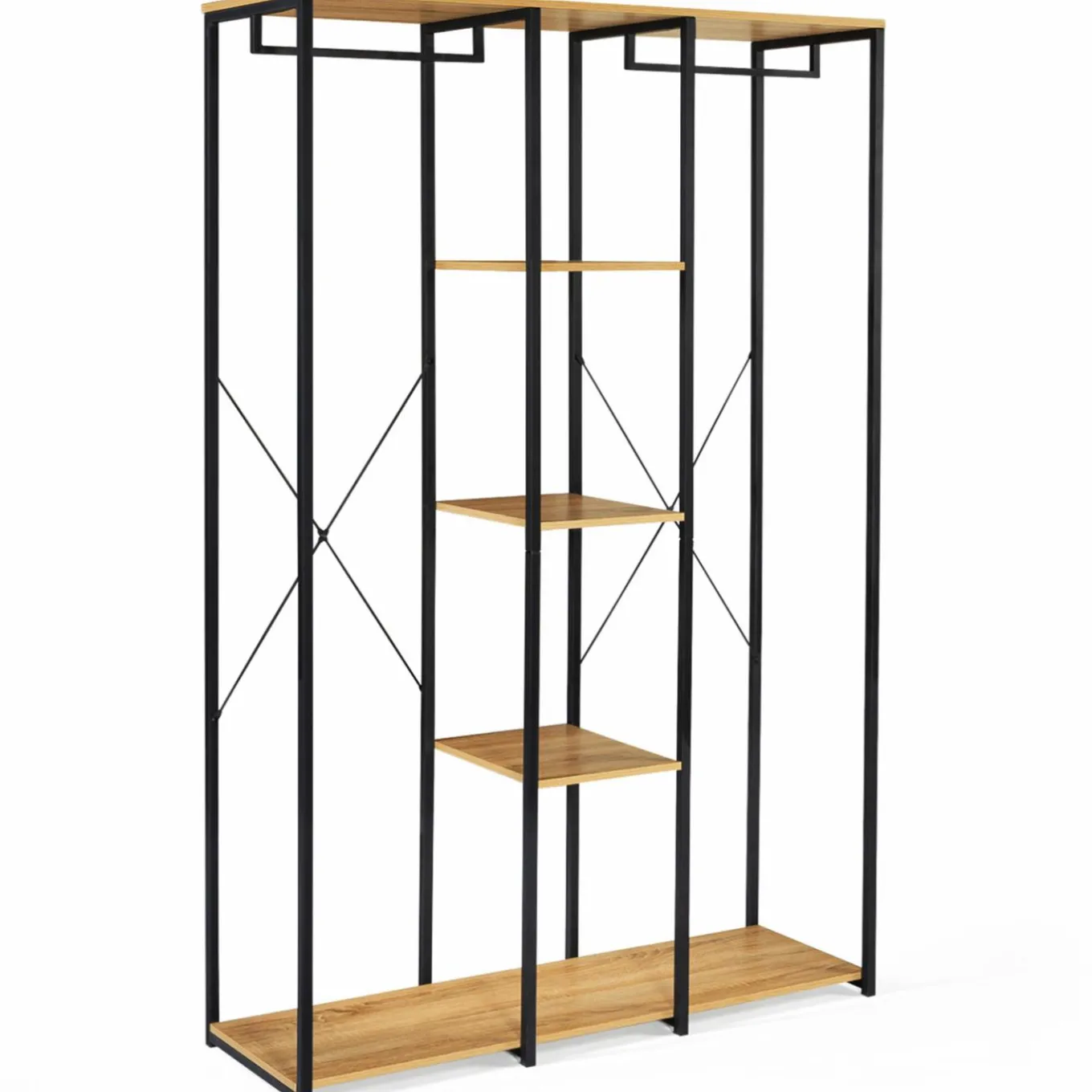 IDMarket Dressing industriel 120 cm métal noir et bois* Meubles Hauts|Collection Agencement Magasin
