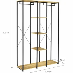 IDMarket Dressing industriel 120 cm métal noir et bois* Meubles Hauts|Collection Agencement Magasin