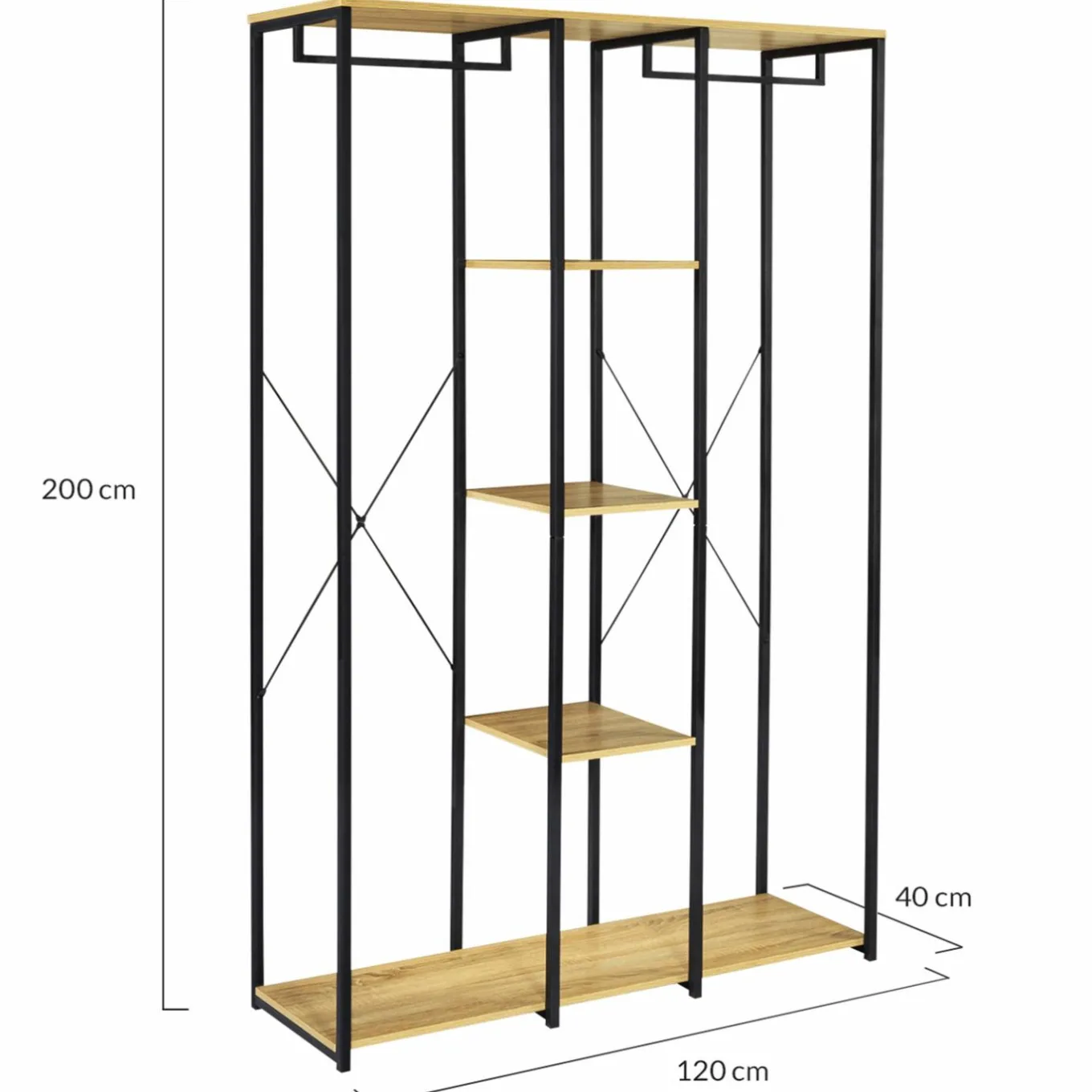 IDMarket Dressing industriel 120 cm métal noir et bois* Meubles Hauts|Collection Agencement Magasin