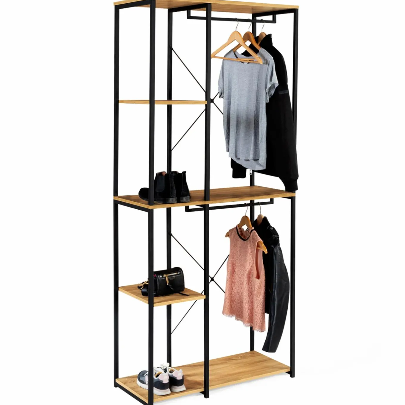IDMarket Dressing industriel double penderie 90 cm* Meubles Hauts|Meubles En Bois
