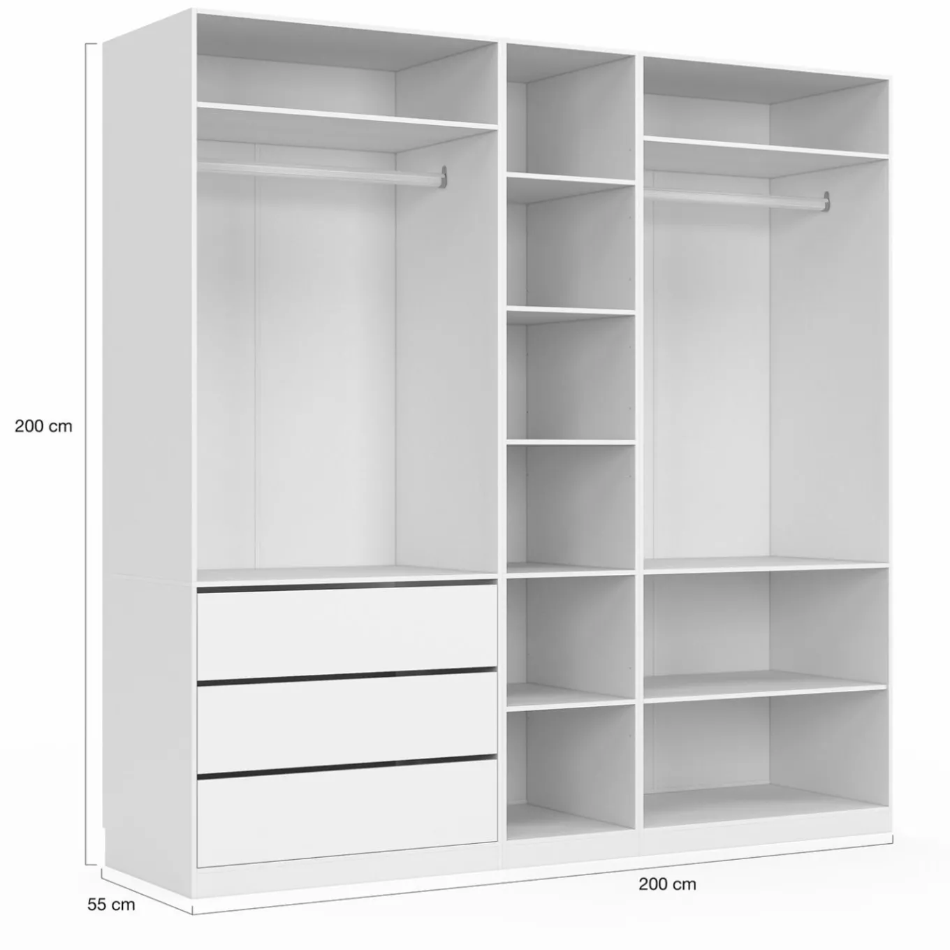 IDMarket Dressing modulable blanc avec 2 penderies, 10 étagères et 3 tiroirs* Dressings Et Portants Vêtements