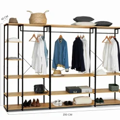 IDMarket Dressing ouvert industriel 167 cm* Collection Industrielle|Chambre Complète Adulte