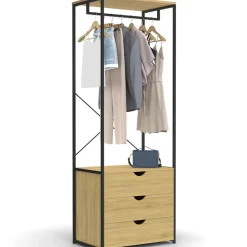 IDMarket Dressing penderie 3 tiroirs L.60 cm design industriel* Dressings Et Portants Vêtements|Chambre Complète Adulte