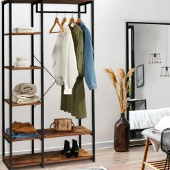IDMarket Dressing penderie avec étagères style industriel* Meubles Hauts|Meubles En Bois
