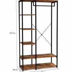 IDMarket Dressing penderie avec étagères style industriel* Meubles Hauts|Meubles En Bois