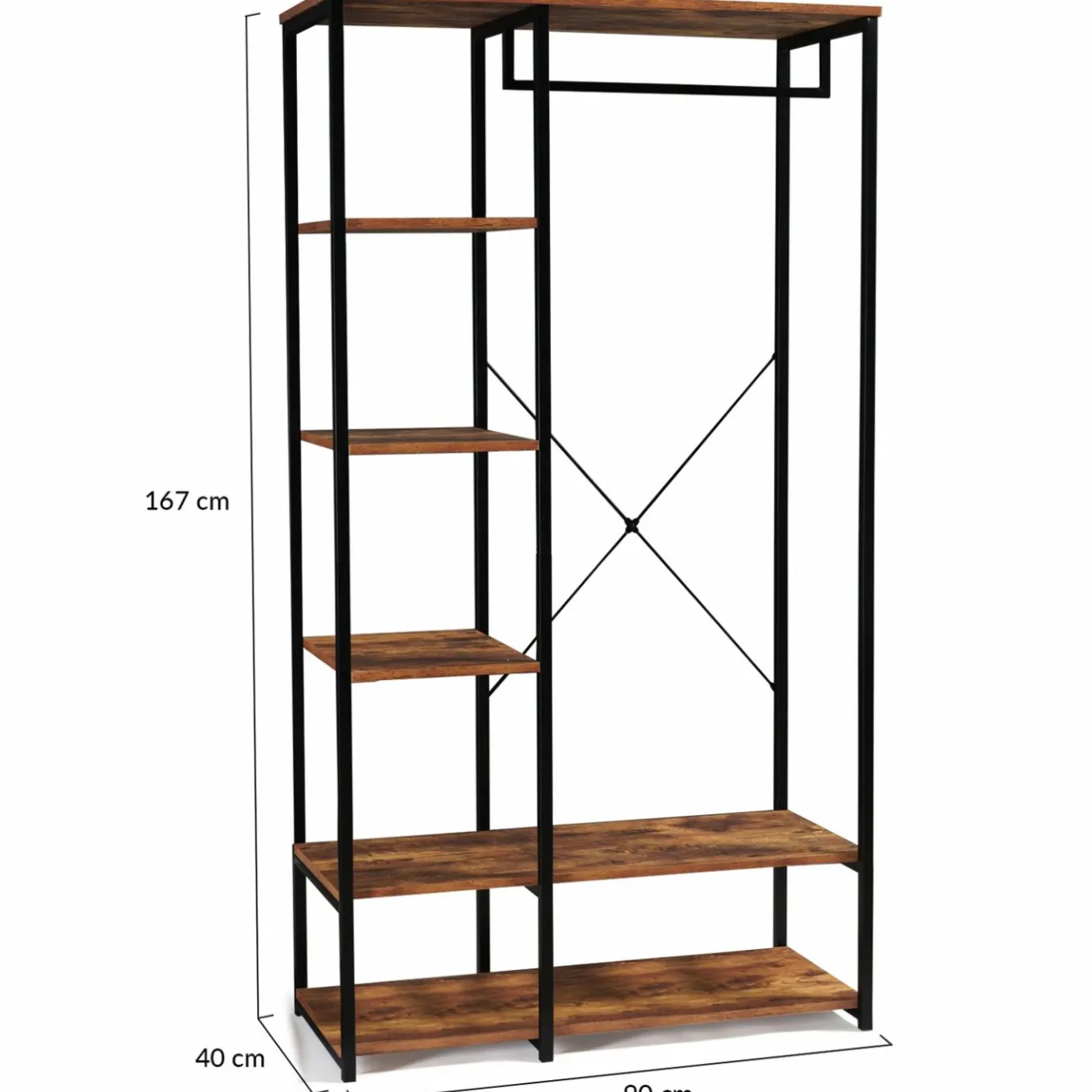 IDMarket Dressing penderie avec étagères style industriel* Meubles Hauts|Meubles En Bois