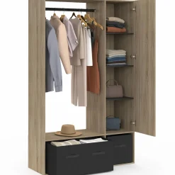 IDMarket Dressing penderie avec étagères et rangements noirs* Dressings Et Portants Vêtements