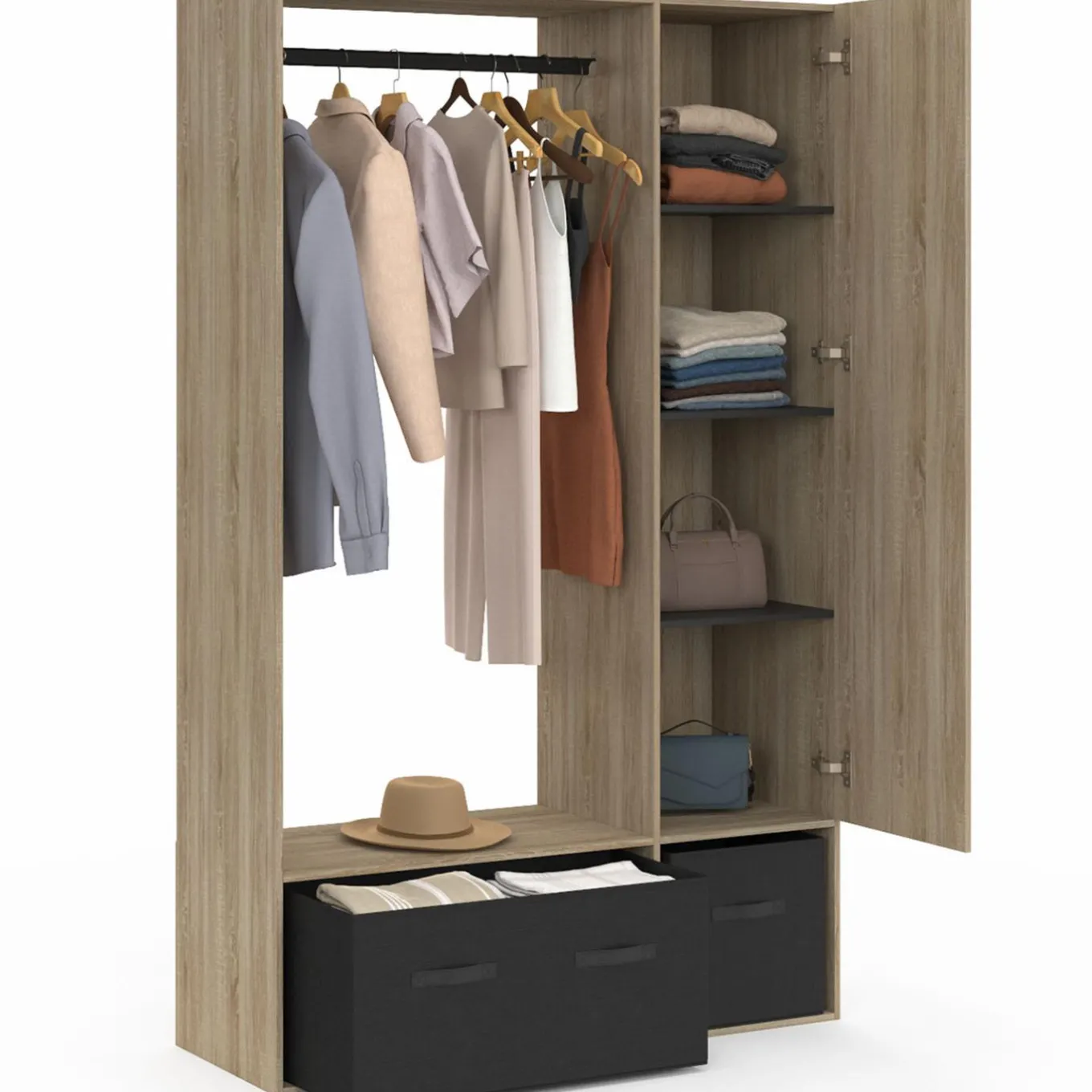 IDMarket Dressing penderie avec étagères et rangements noirs* Dressings Et Portants Vêtements