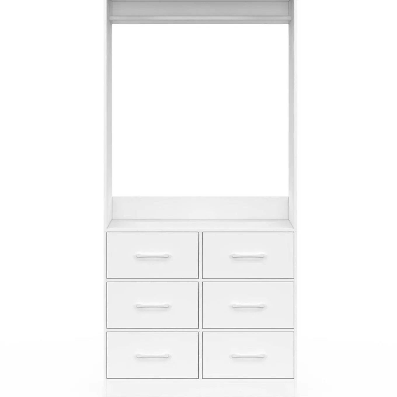 IDMarket Dressing penderie L. 80 cm avec 6 tiroirs bois et tissu blanc* Collection Contemporaine|Dressings Et Portants Vêtements