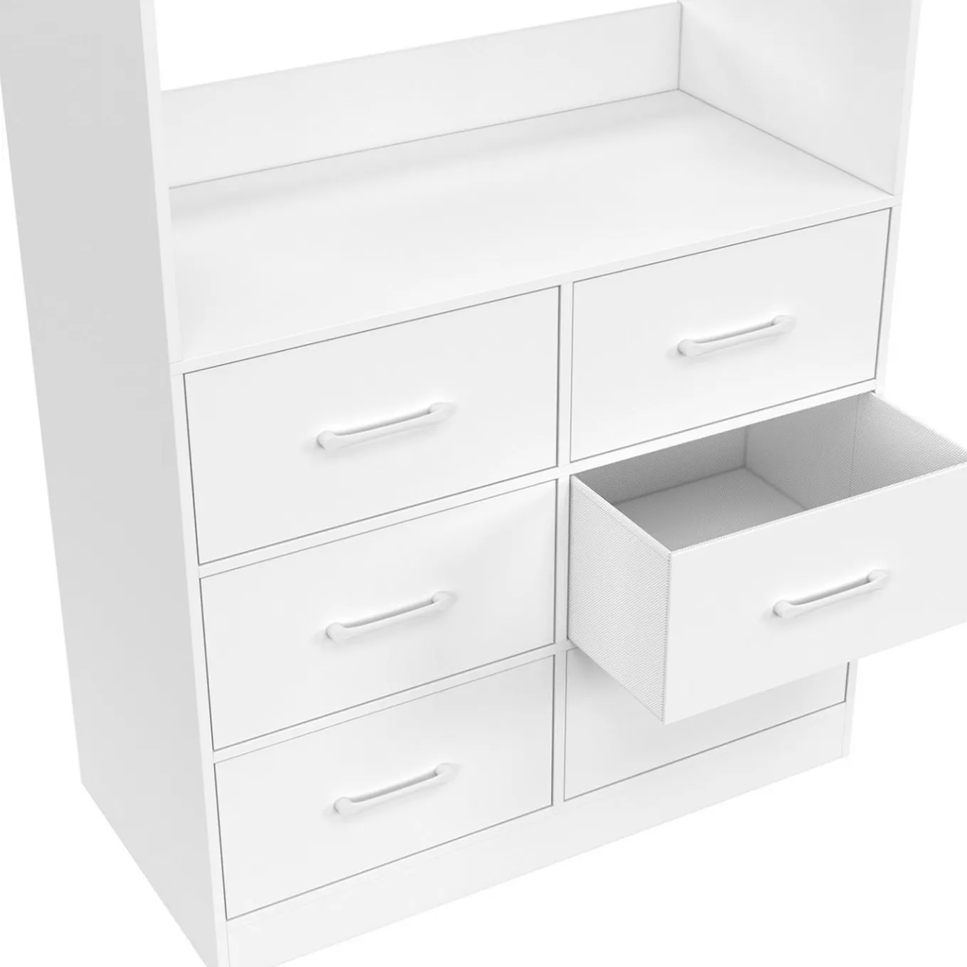 IDMarket Dressing penderie L. 80 cm avec 6 tiroirs bois et tissu blanc* Collection Contemporaine|Dressings Et Portants Vêtements