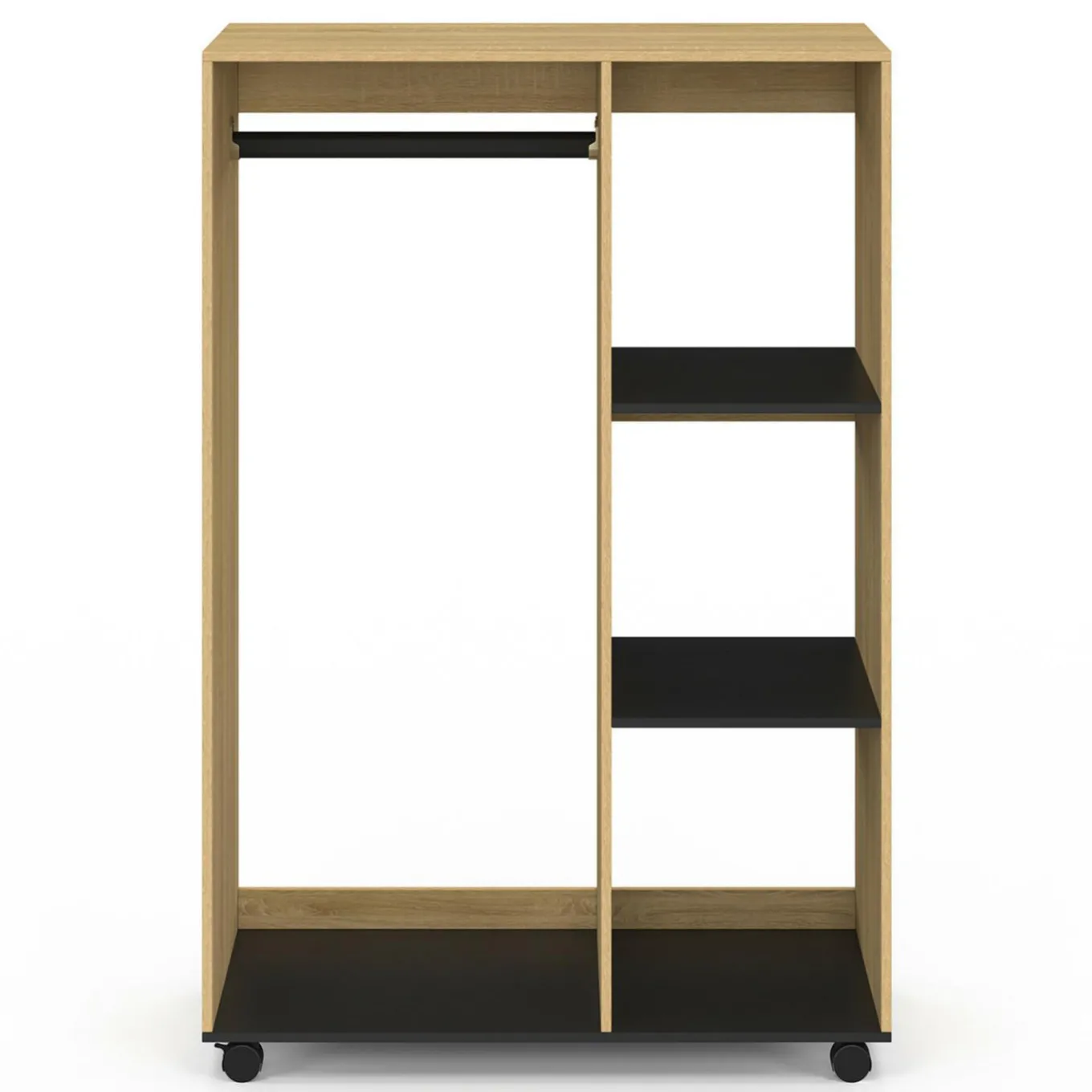 IDMarket Dressing penderie RACHEL 80 x 40 x 120 cm à roulettes hêtre et noir* Collection Contemporaine|Dressings Et Portants Vêtements