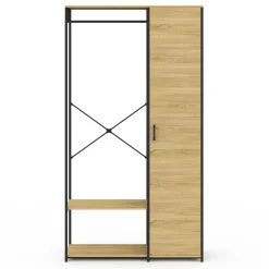 IDMarket Dressing penderie étagères avec porte L. 90 cm design industriel* Dressings Et Portants Vêtements|Chambre Complète Adulte