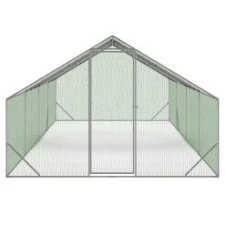 IDMarket Enclos à poules 24 m2 parc grillagé 8x3m* Volières Et Enclos