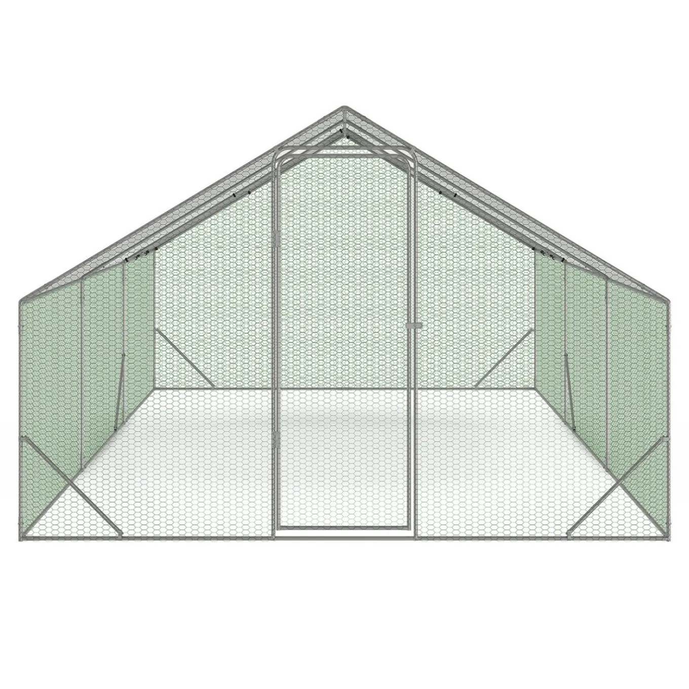 IDMarket Enclos poulailler 18 m2 parc grillagé 6x3m acier galvanisé* Volières Et Enclos