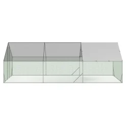 IDMarket Enclos poulailler 18 m2 parc grillagé 6x3m acier galvanisé* Volières Et Enclos