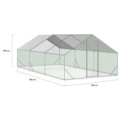 IDMarket Enclos poulailler 18 m2 parc grillagé 6x3m acier galvanisé* Volières Et Enclos