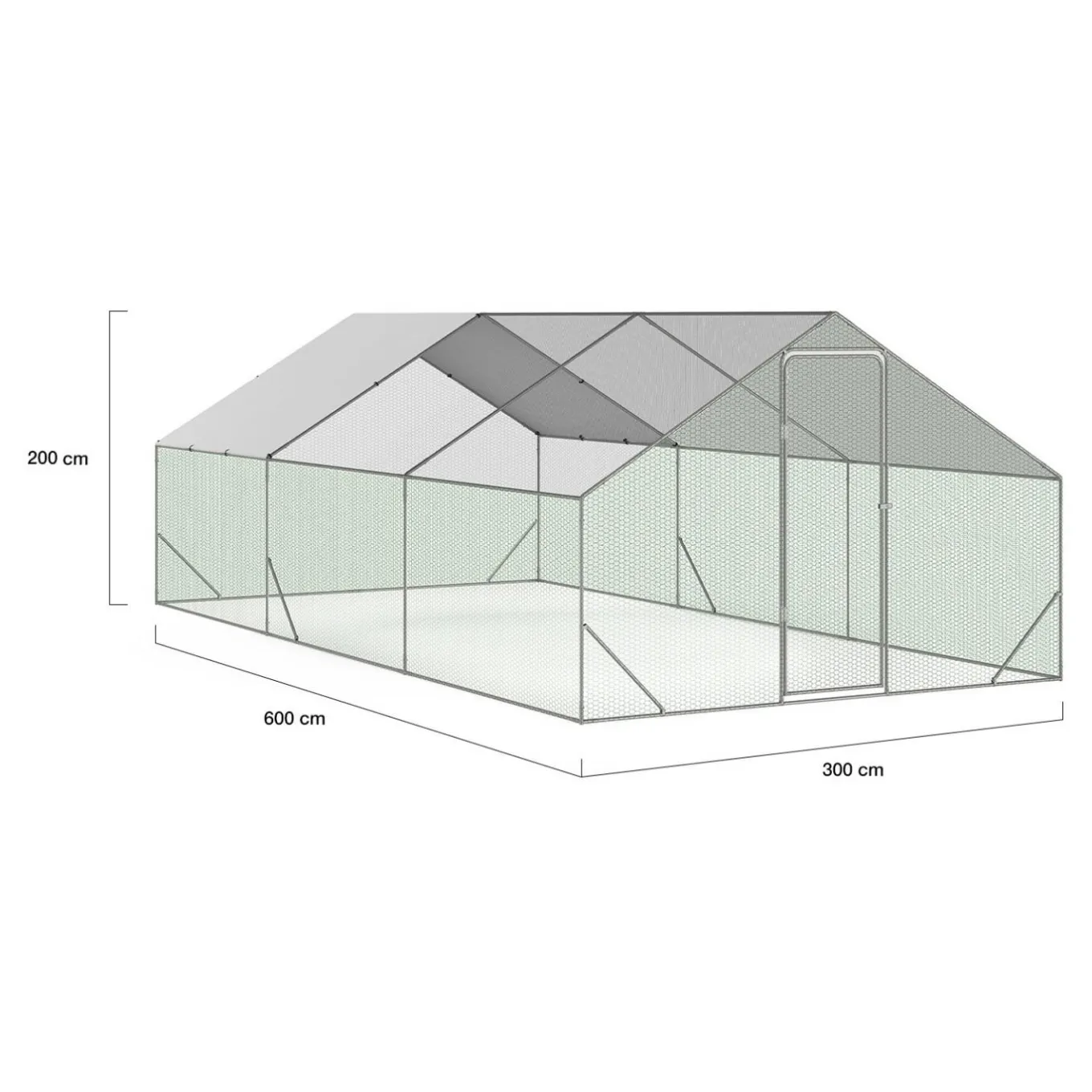 IDMarket Enclos poulailler 18 m2 parc grillagé 6x3m acier galvanisé* Volières Et Enclos