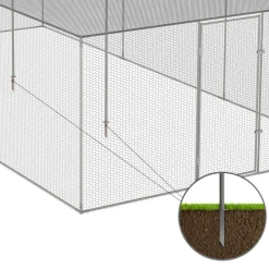 IDMarket Enclos poulailler en acier galvanisé 18 m² 6x3 m volière extérieure XXL* Volières Et Enclos