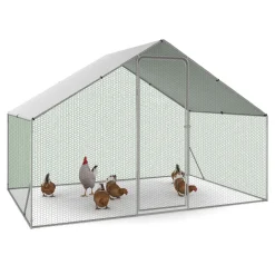 IDMarket Enclos poules 6 m2 parc grillagé 3x2m acier galvanisé* Volières Et Enclos