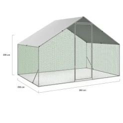 IDMarket Enclos poules 6 m2 parc grillagé 3x2m acier galvanisé* Volières Et Enclos