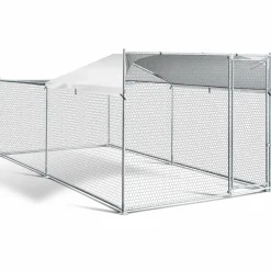 IDMarket Enclos poules 2x4m acier galvanisé* Volières Et Enclos