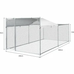 IDMarket Enclos poules 2x4m acier galvanisé* Volières Et Enclos