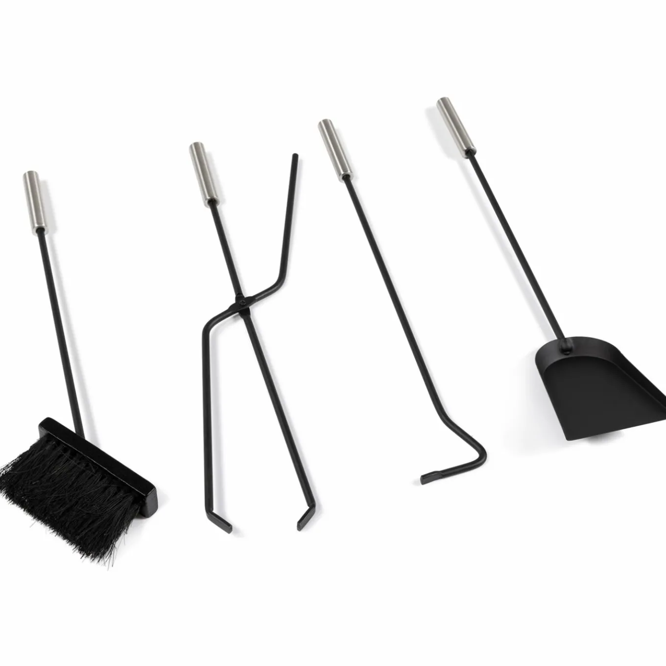 IDMarket Ensemble d'accessoires de cheminée noir inox avec support* Accessoires Cheminée|Stockage Du Bois