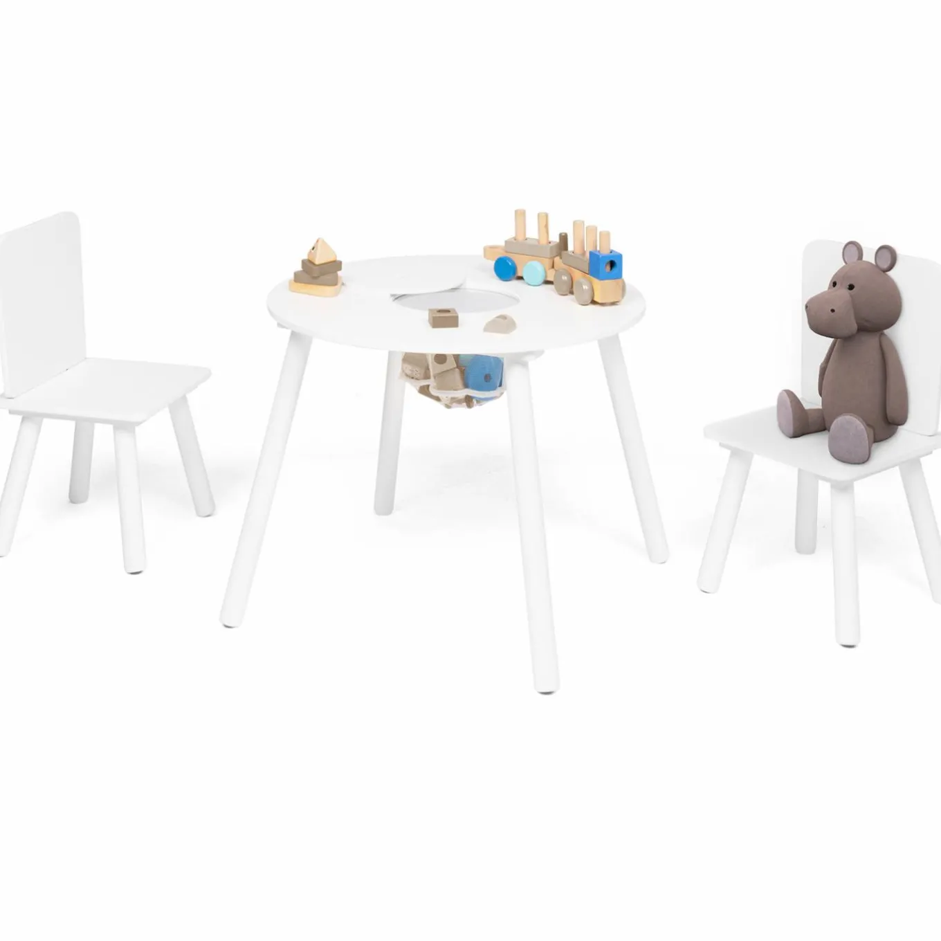 IDMarket Ensemble de table et chaises pour enfant en bois blanc*Enfant Meubles Blancs|Meubles En Bois